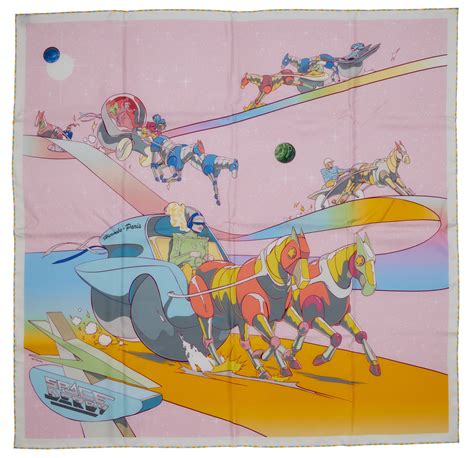 Hermès Multicolor Silk Space Derby By Ugo Bienvenu Scarf, 90 